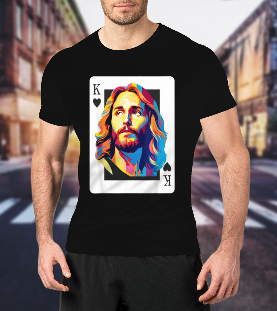 Jesus King Of Hearts Spades Christian Card T-Shirt