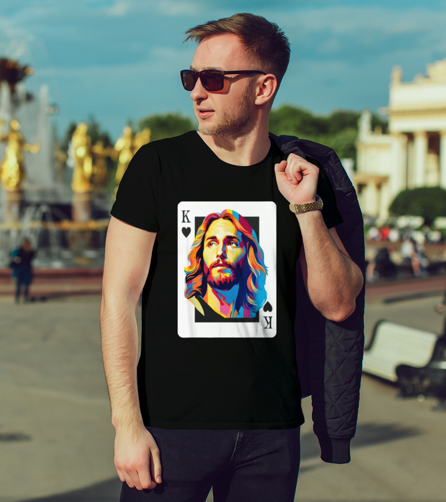 Jesus King Of Hearts Spades Christian Card T-Shirt