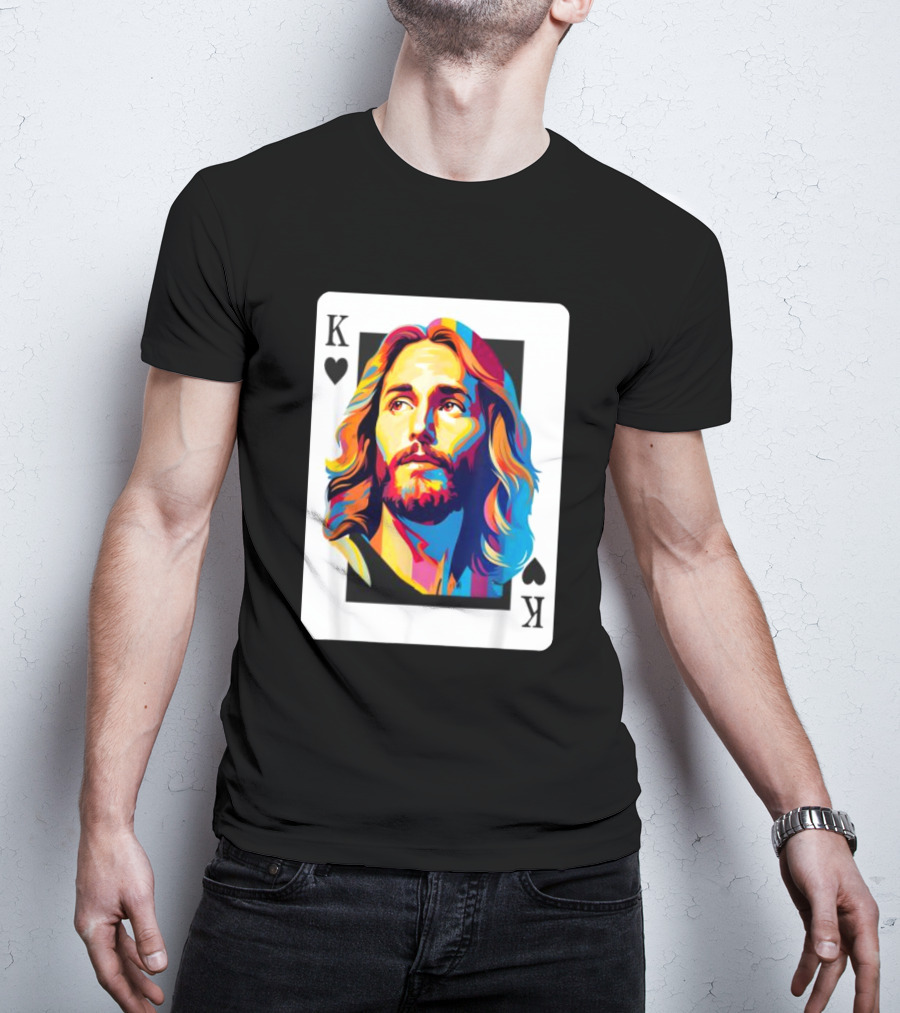 Jesus King Of Hearts Spades Christian Card T-Shirt