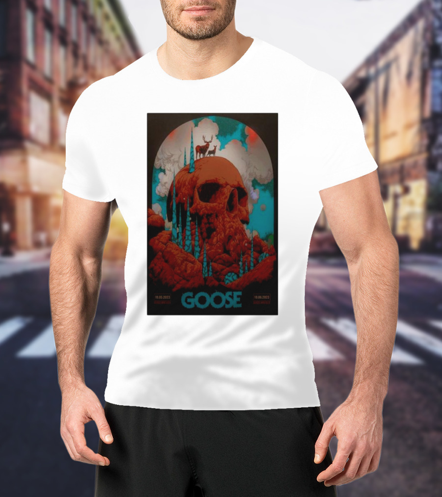 Goose 10.05.2023 10.06.2023 Skull Blue Red Clouds Deer T-Shirt