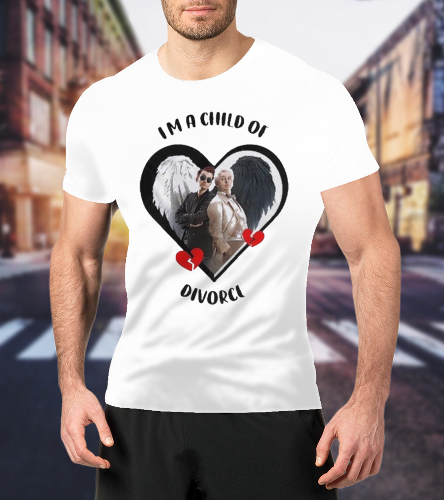 Crowley And Aziraphale I'm A Child Of Divorce Heart Wings T-Shirt