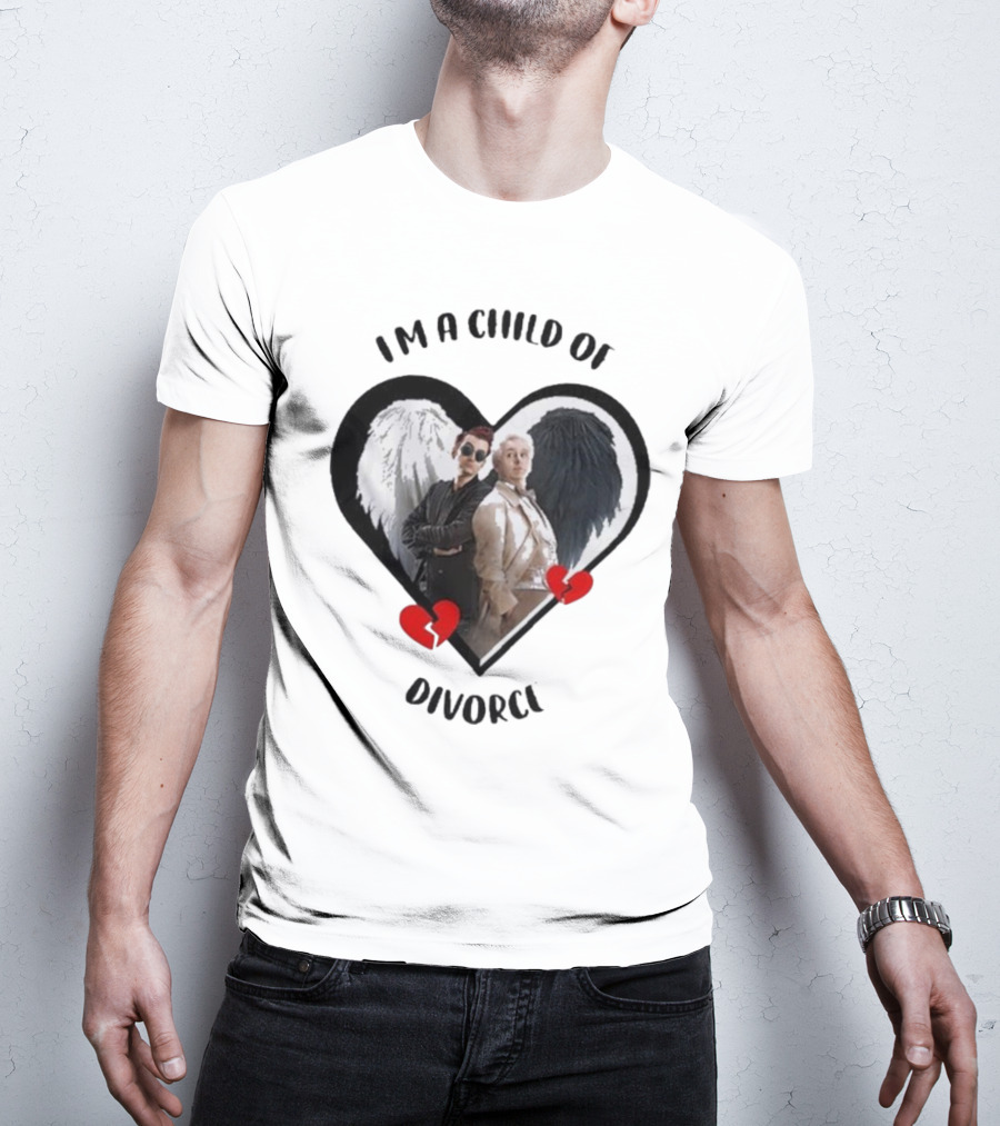 Crowley And Aziraphale I'm A Child Of Divorce Heart Wings T-Shirt
