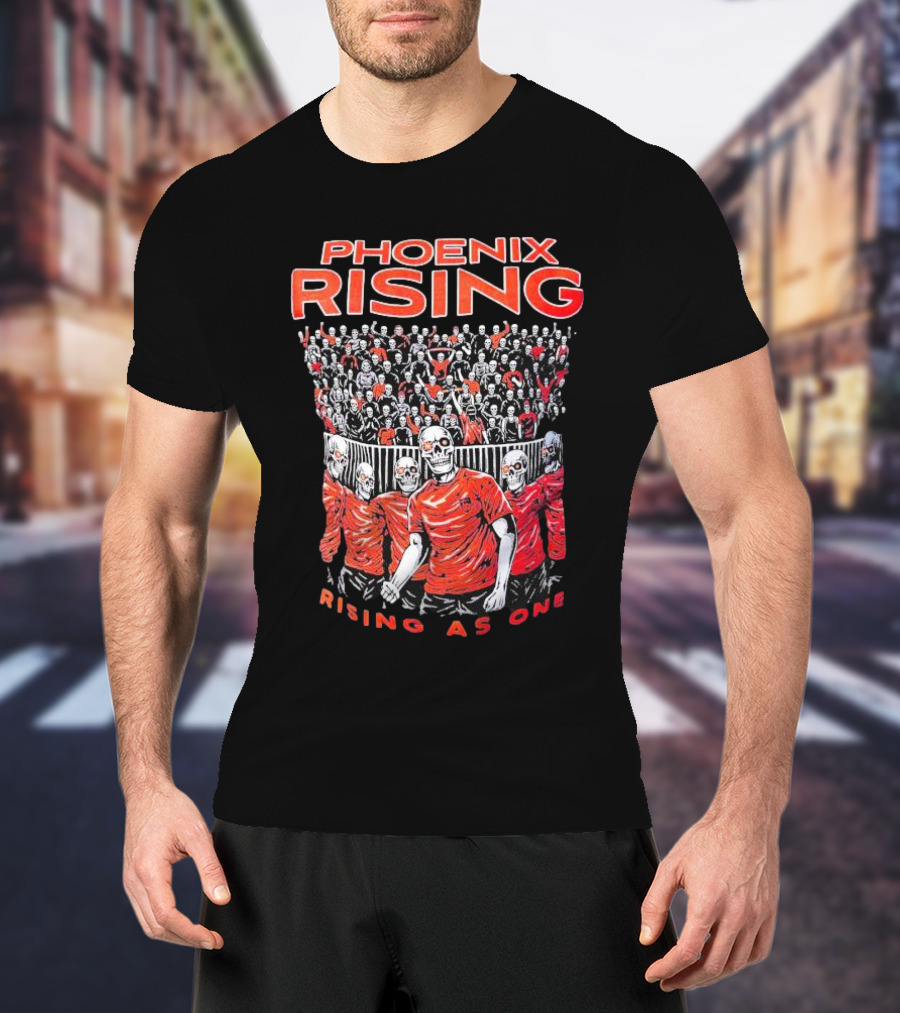 Phoenix Rising Rising As One Skeleton Fans In Red T-Shirt
