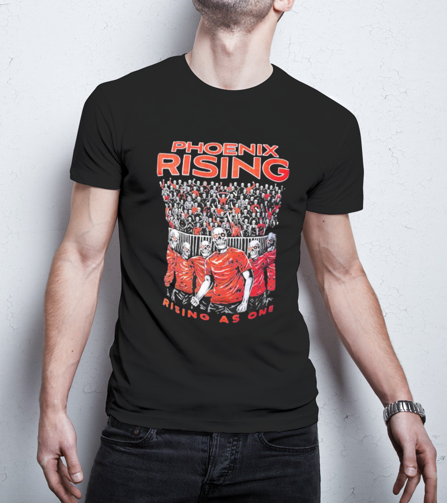 Phoenix Rising Rising As One Skeleton Fans In Red T-Shirt
