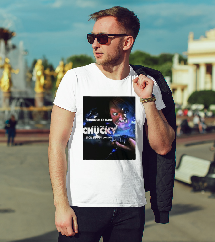 Murder At 1600 Don Mancini's Chucky Peacock USA White House Lightning T-Shirt