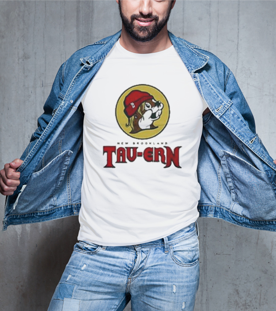 New Brookland Tavern Tau-ern Buc-Ees Logo Red Beanie Dog T-Shirt