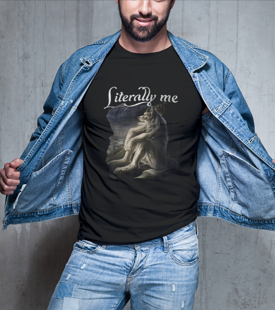 Literally Me Sitting Wolf By Moonlit Lake T-Shirt