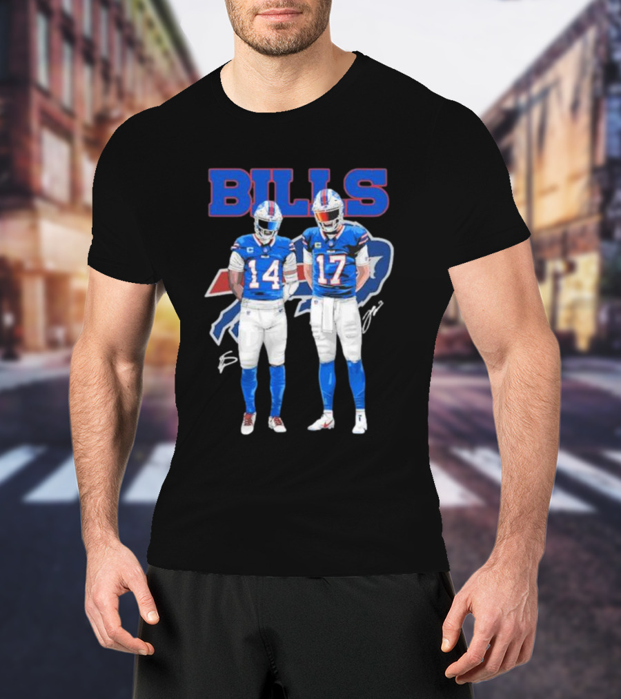 Buffalo Bills Stefon Diggs Josh Allen Bills Mafia Signature Logo 14 17 T-Shirt
