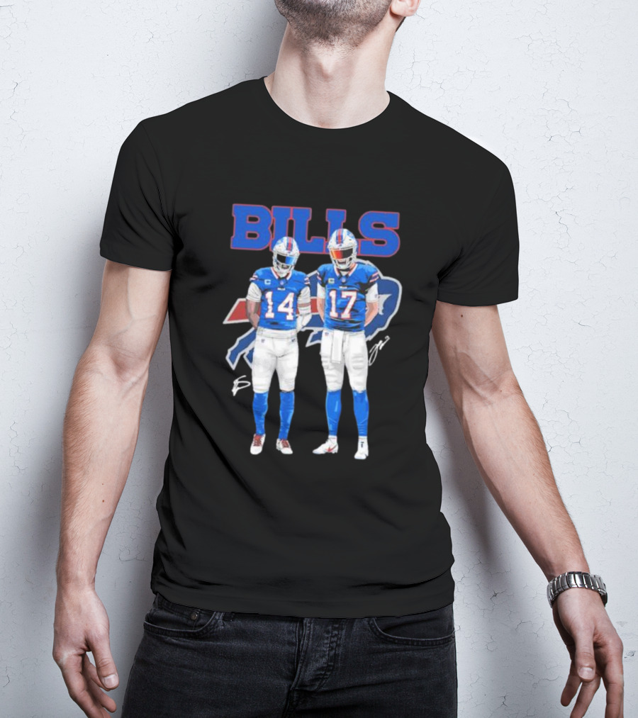 Buffalo Bills Stefon Diggs Josh Allen Bills Mafia Signature Logo 14 17 T-Shirt