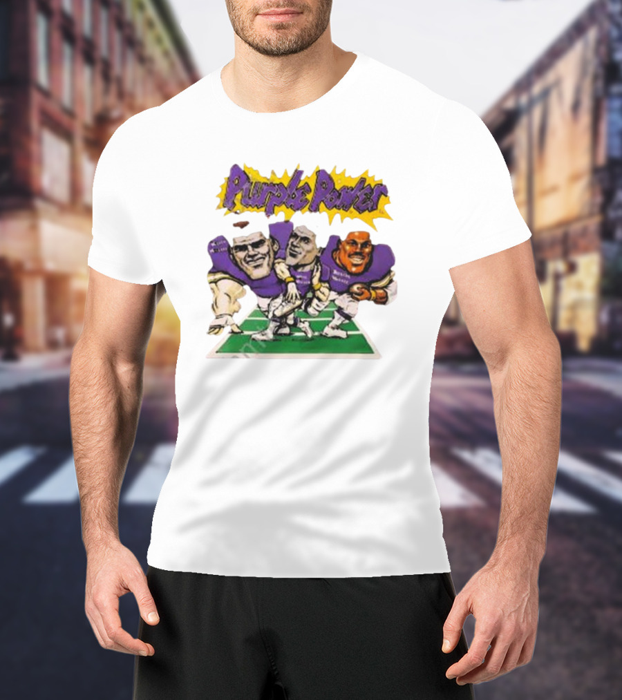 Purple Power Vikings Football Trio On Field T-Shirt