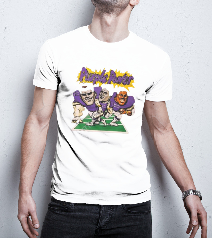 Purple Power Vikings Football Trio On Field T-Shirt