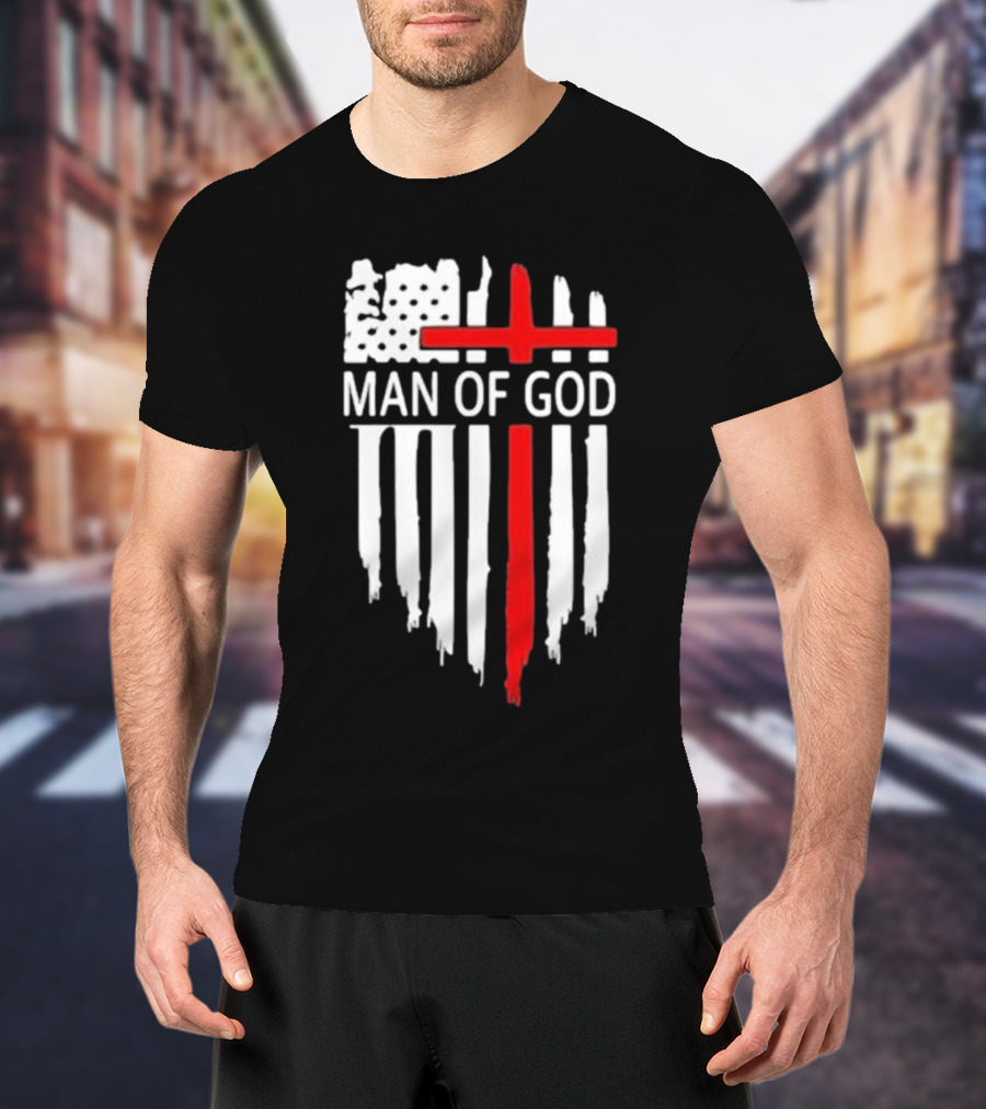 Man Of God American Flag Cross T-Shirt
