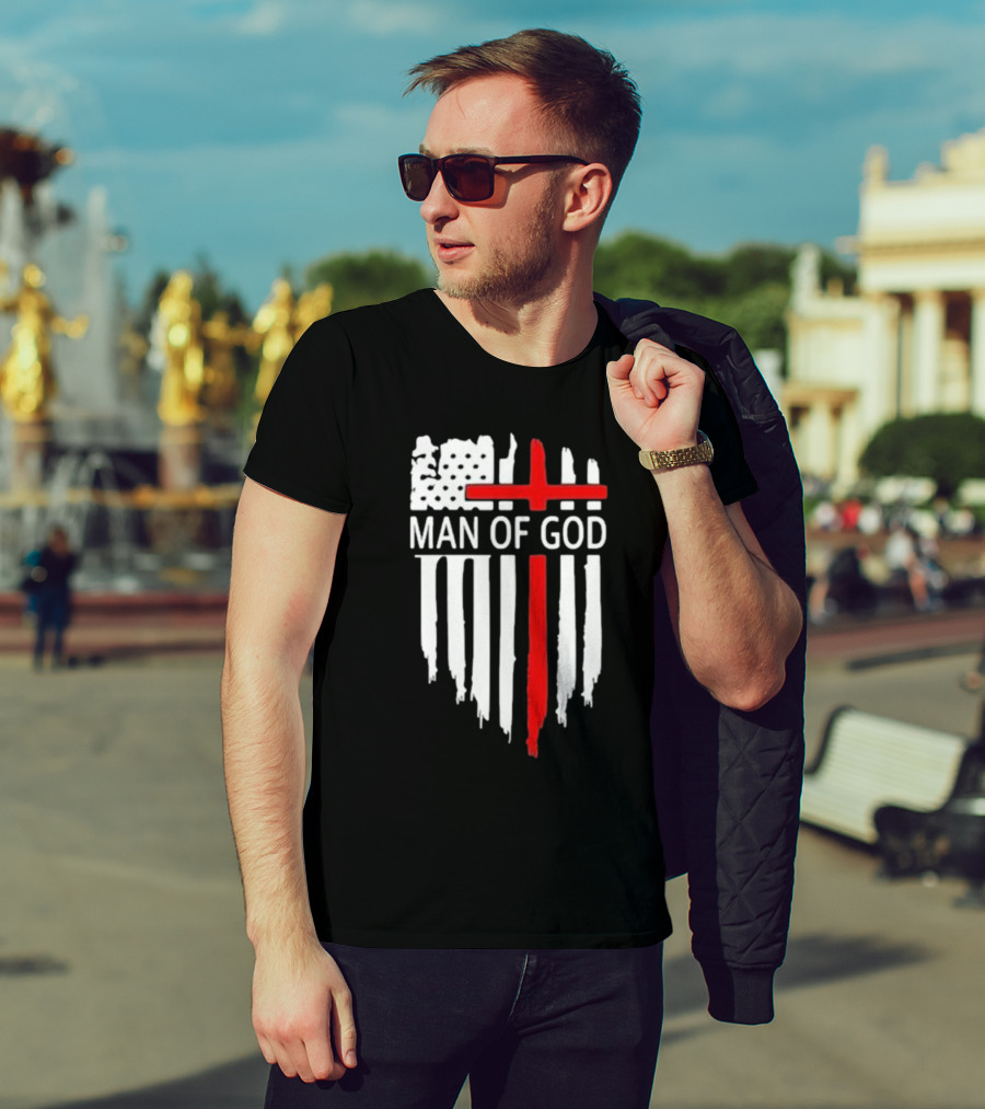 Man Of God American Flag Cross T-Shirt