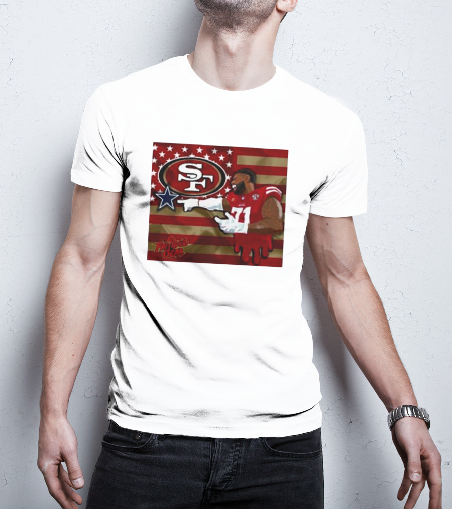 San Francisco 49ers Faithful Gear Trent Williams Defeat Cowboys America Flag SF T-Shirt