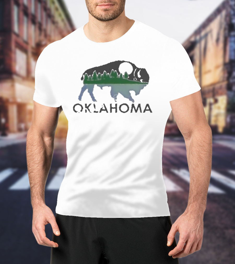 Oklahoma Wildlife Bison Forest Scene T-Shirt
