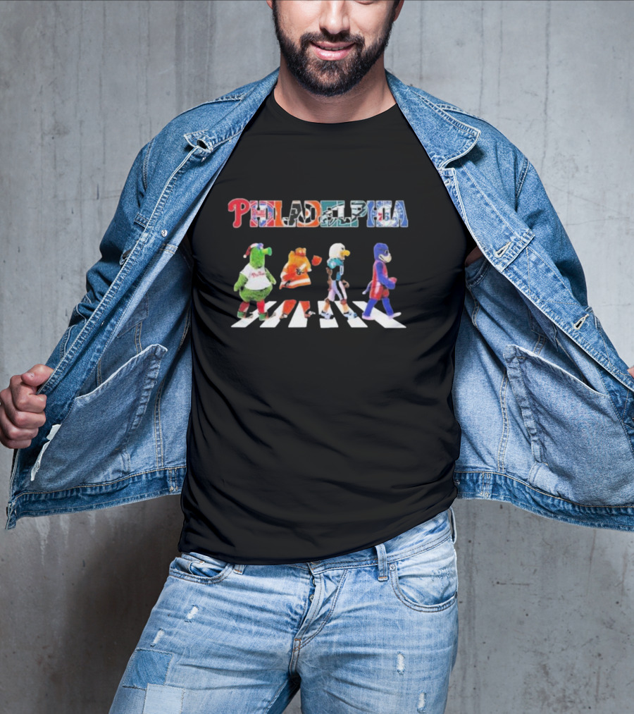 Philadelphia Sports Mascots Crossing Abbey Road T-Shirt