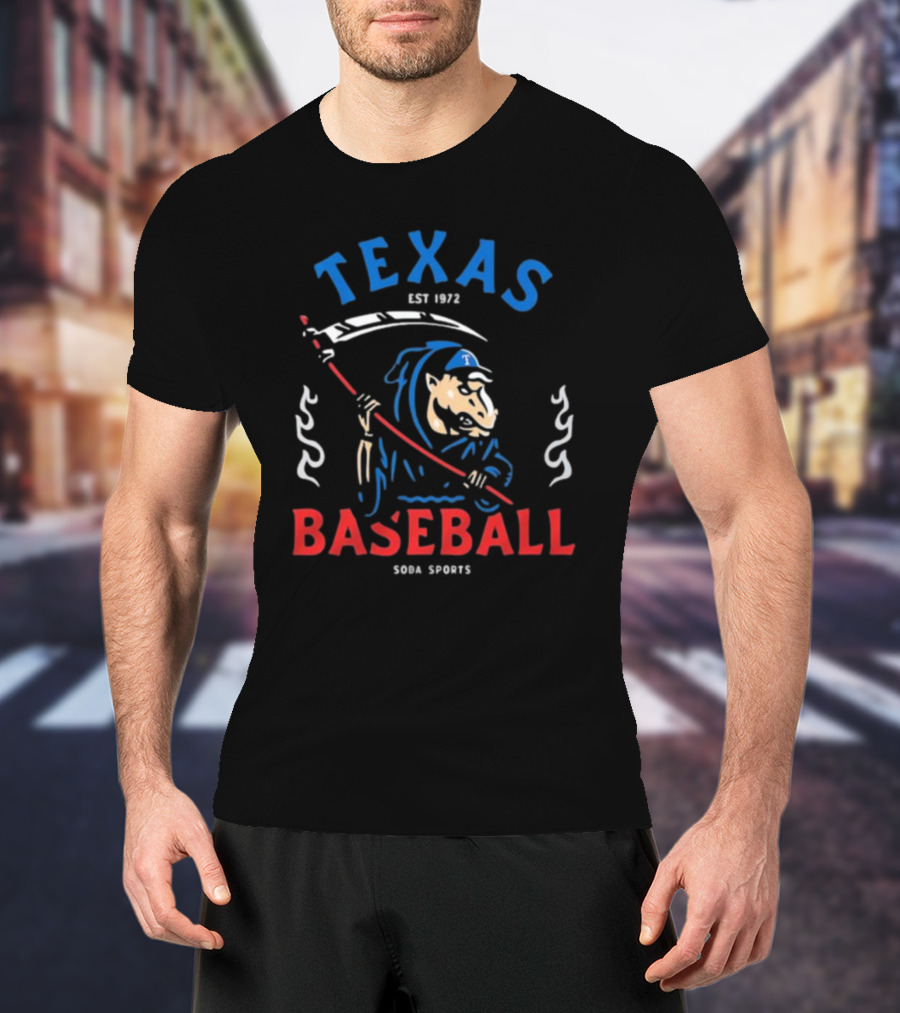 Texas Baseball Reaper Soba Sports Est 1972 T-Shirt