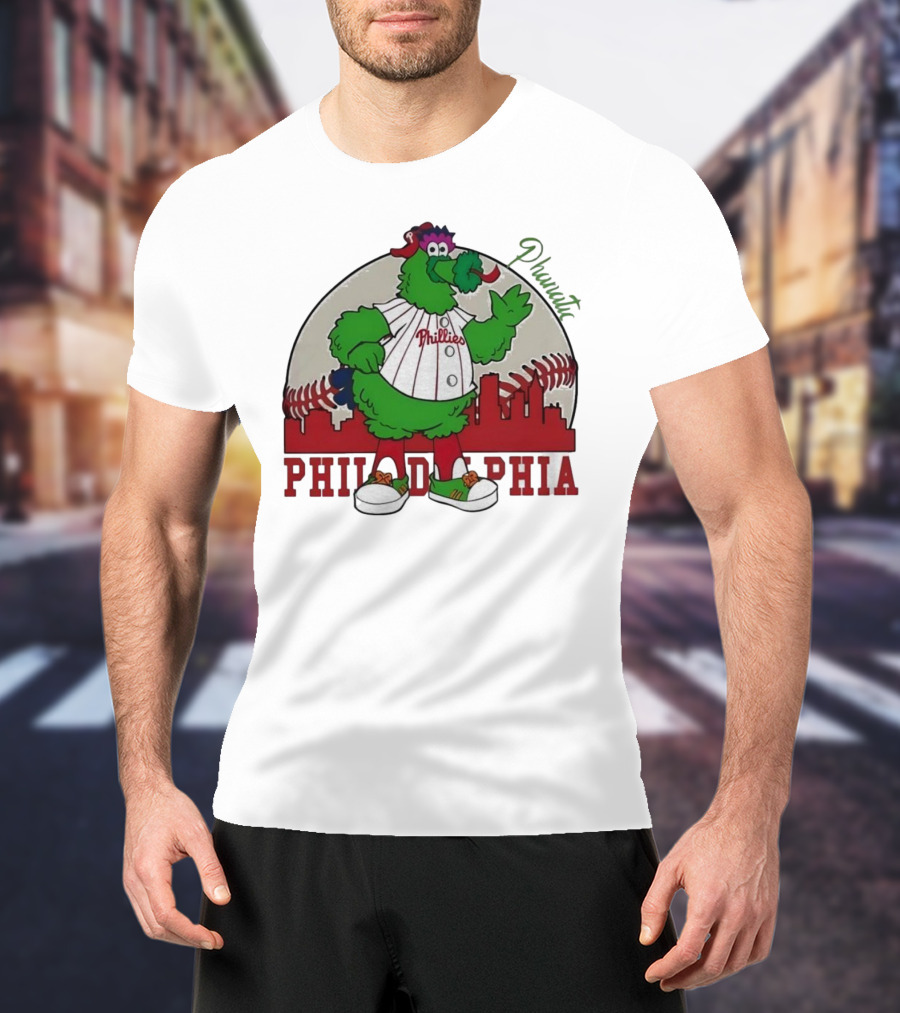 Philly Phanatic Philadelphia Skyline Baseball Phillies T-Shirt