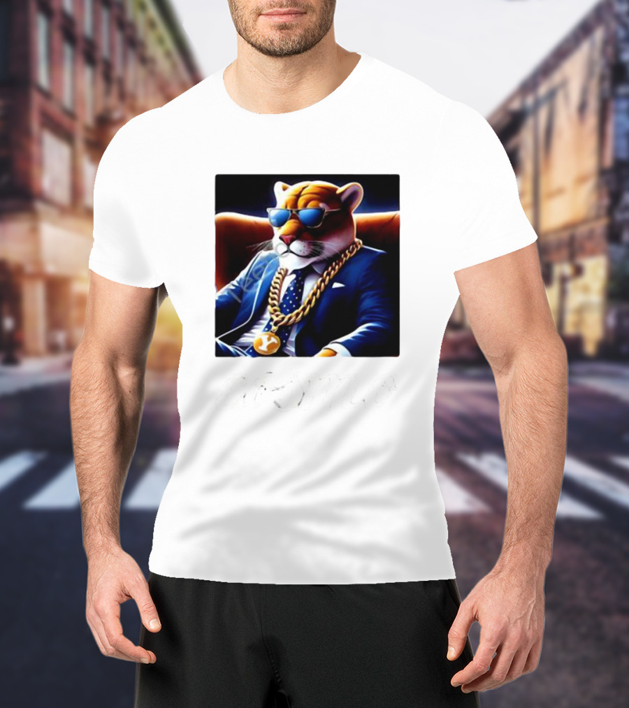 Jaylassoku Cosmo The Cougar In Sunglasses And Gold Chain T-Shirt