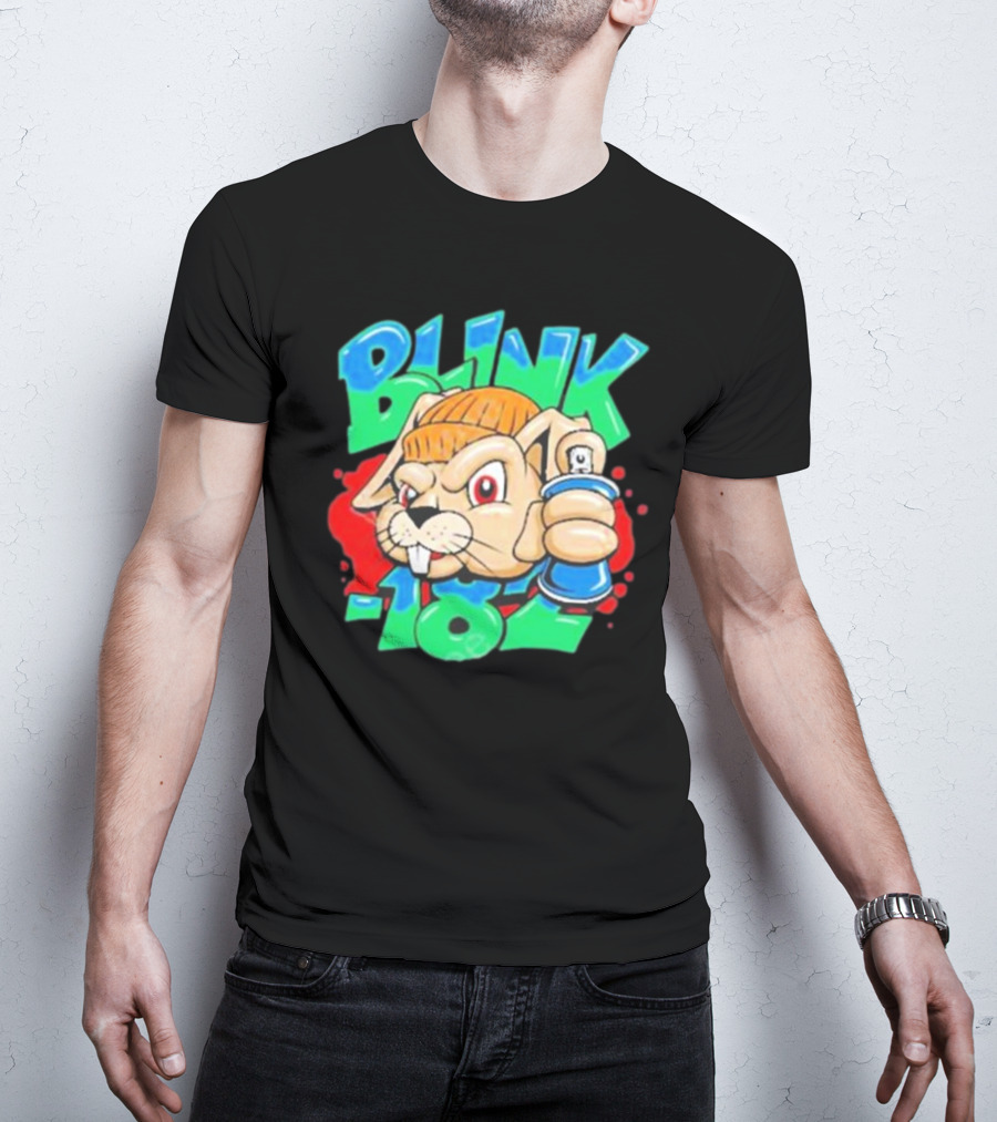 Blink-182 Senpapi Gabshiba Graffiti-Style Cartoon With Spray Can T-Shirt