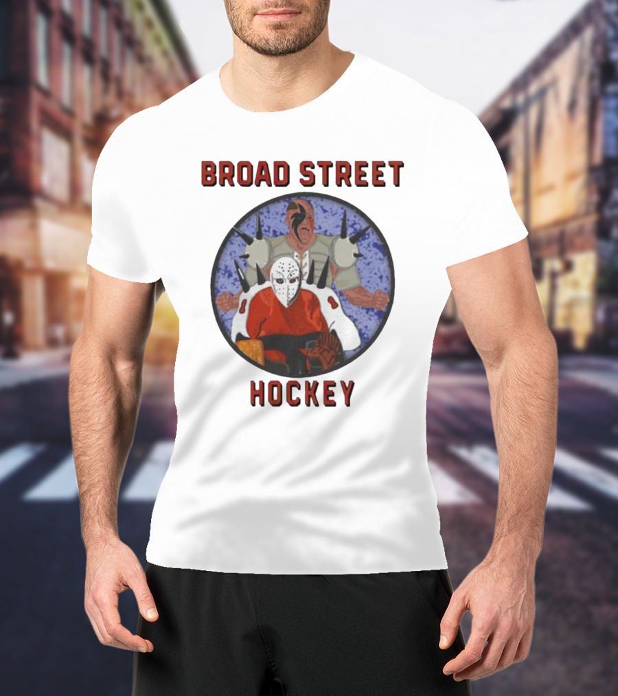Broad Street Hockey Masked Player And Spiked Warrior T-Shirt