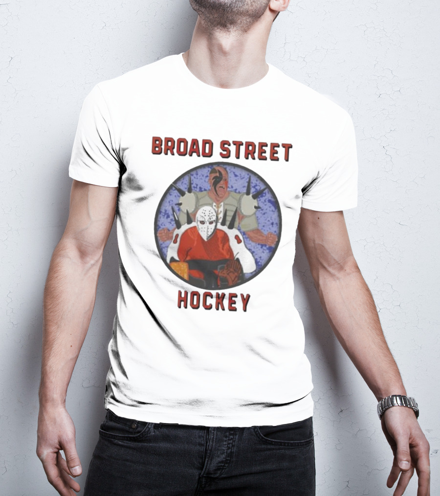 Broad Street Hockey Masked Player And Spiked Warrior T-Shirt