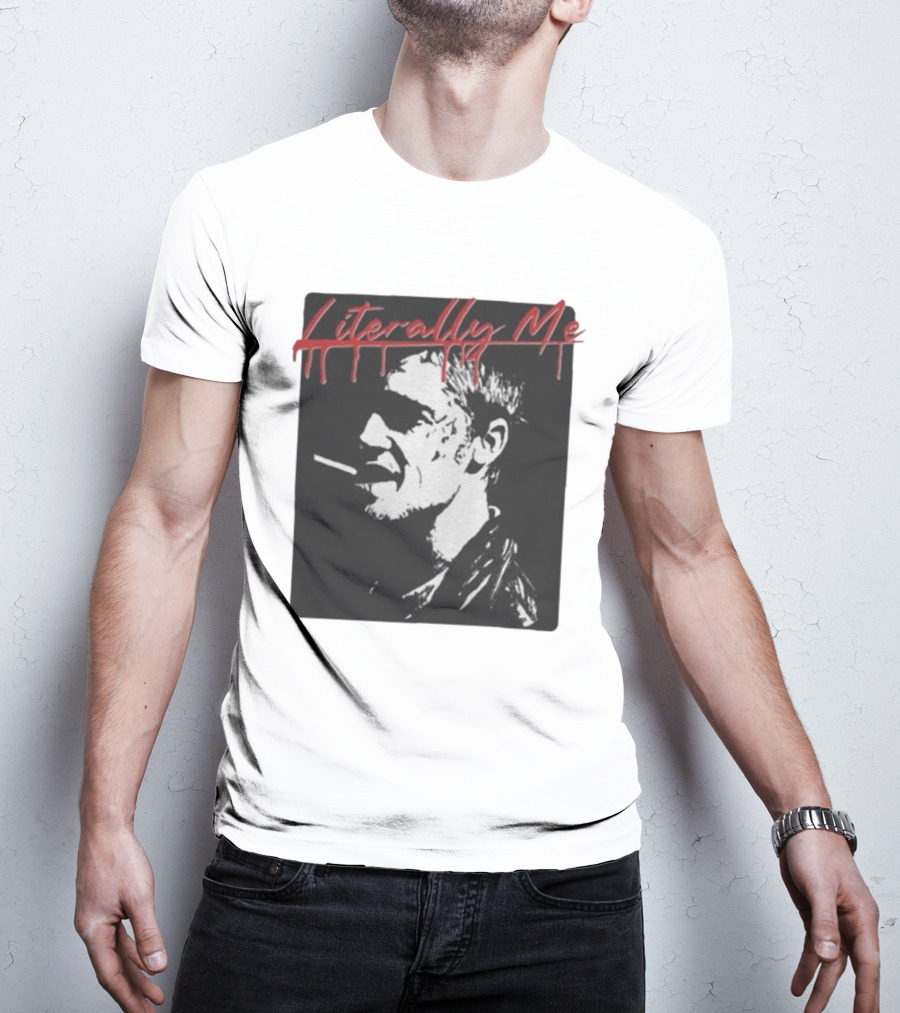 Literally Me Tyler Durden Smoking Silhouette Black And Red T-Shirt