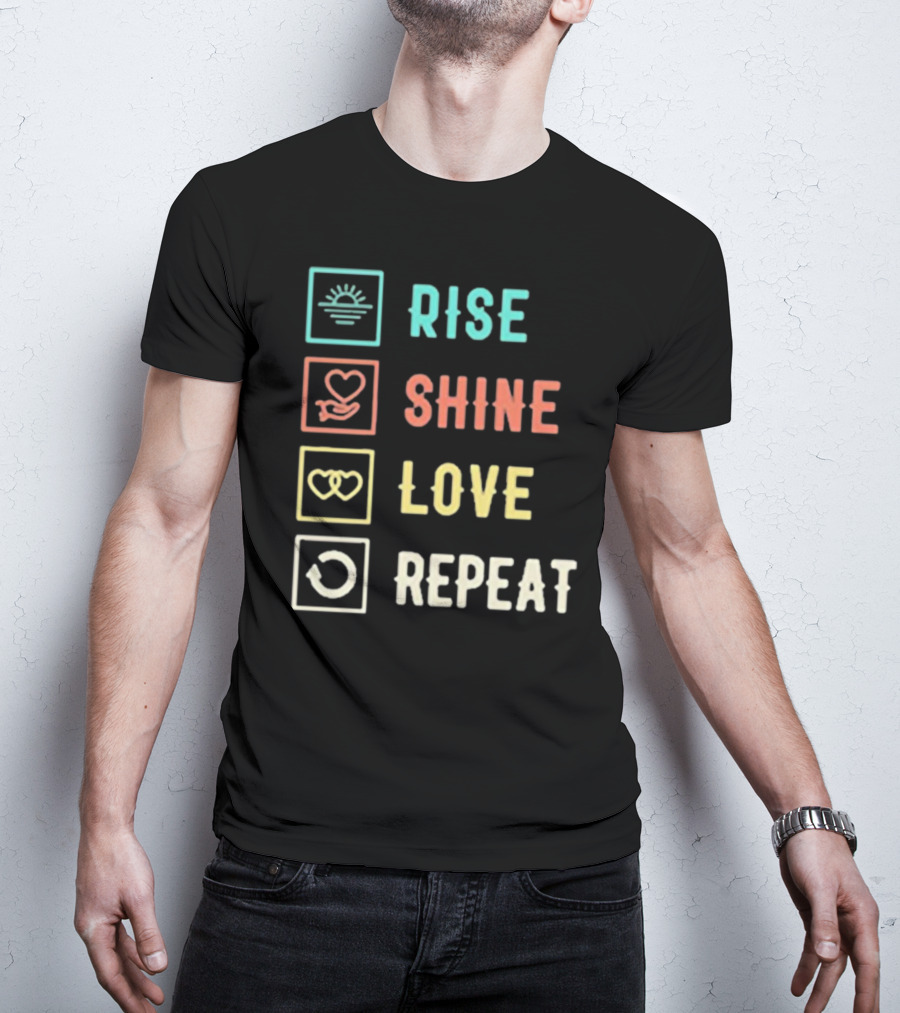 Rise Shine Love Repeat Icons T-Shirt
