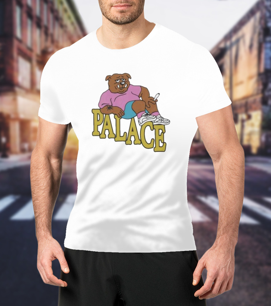 Palace Bulldog Relaxing With Cigarette Over T-Shirt