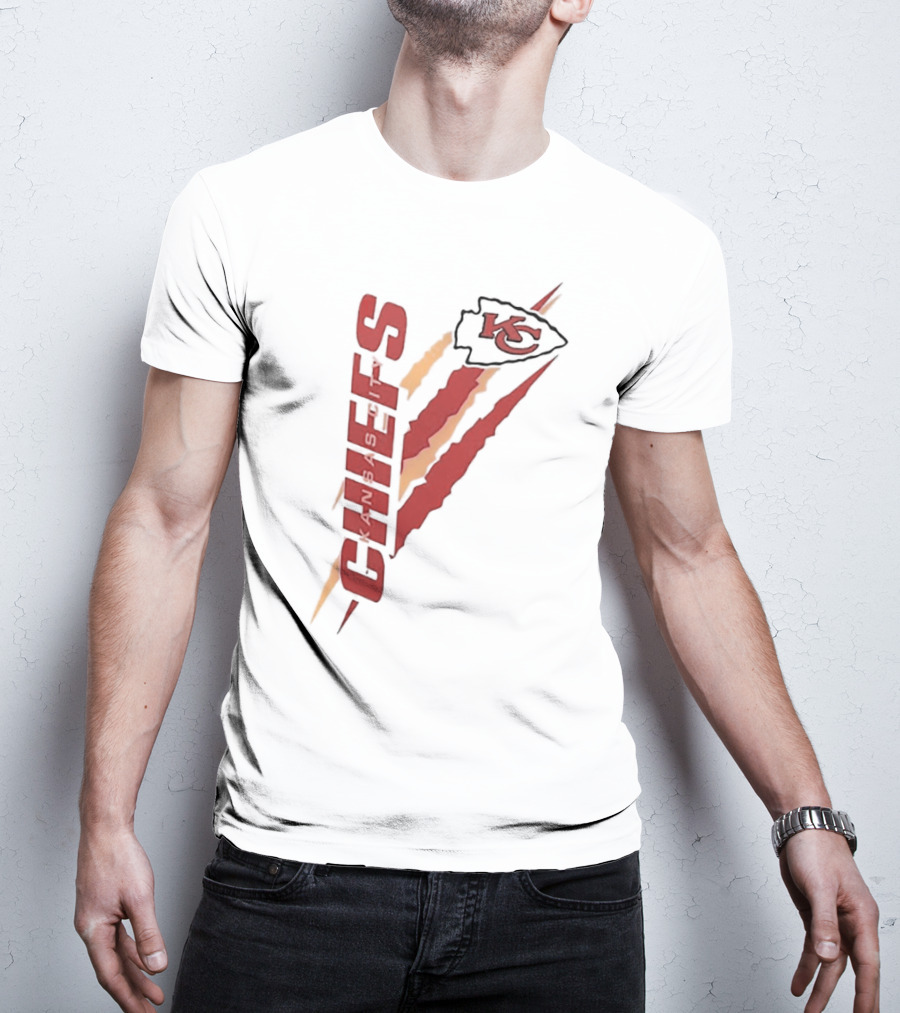 Kansas City Chiefs KC Arrowhead Logo Red Yellow Scratch Marks T-Shirt