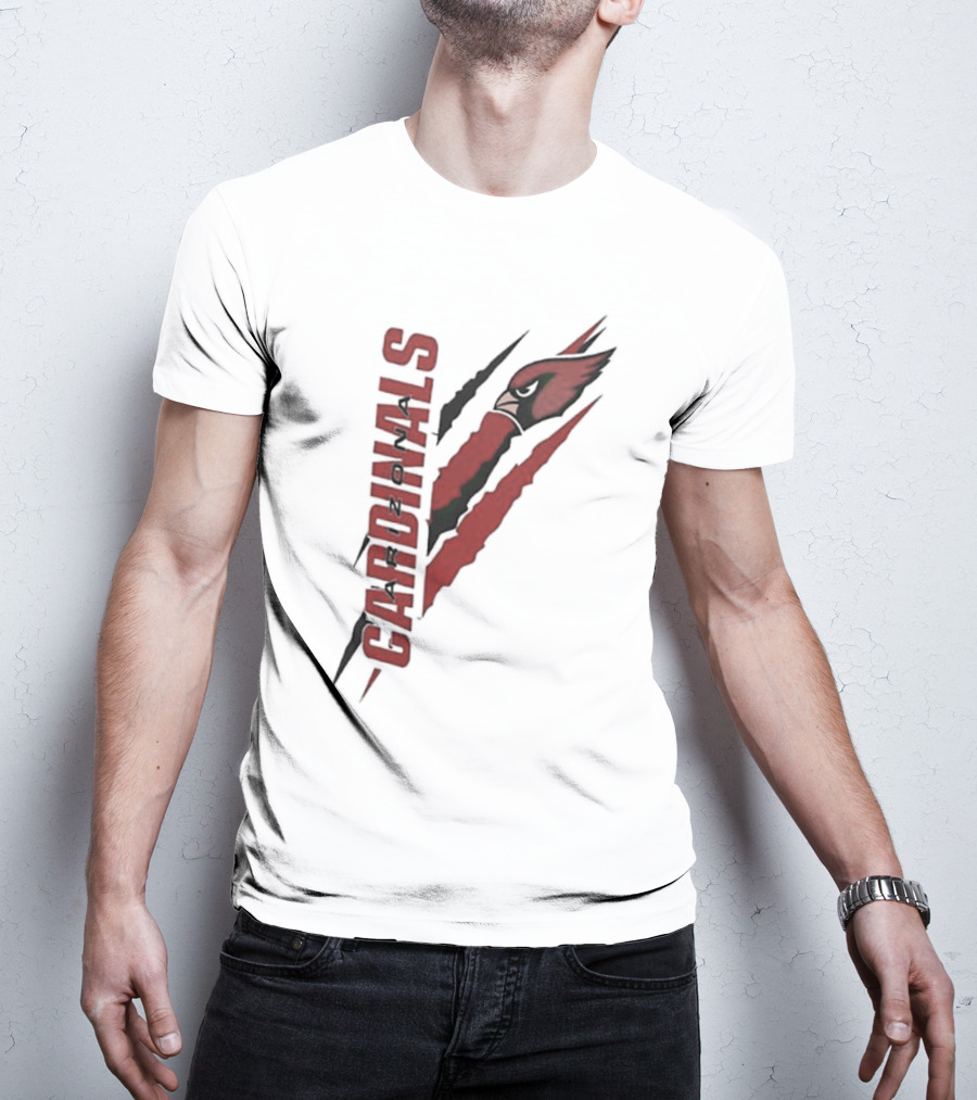 Arizona Cardinals Vertical Scratch Logo NFL Fan Gear T-Shirt