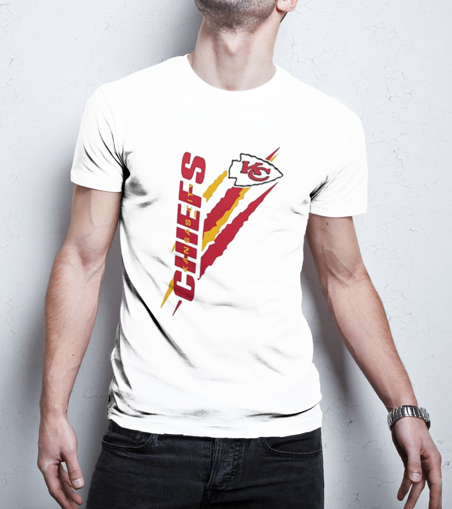 Kansas City Chiefs KC Red Yellow Scratch Design Starter T-Shirt