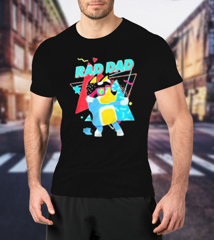 Rad Dad Colorful 80s Style Dog T-Shirt