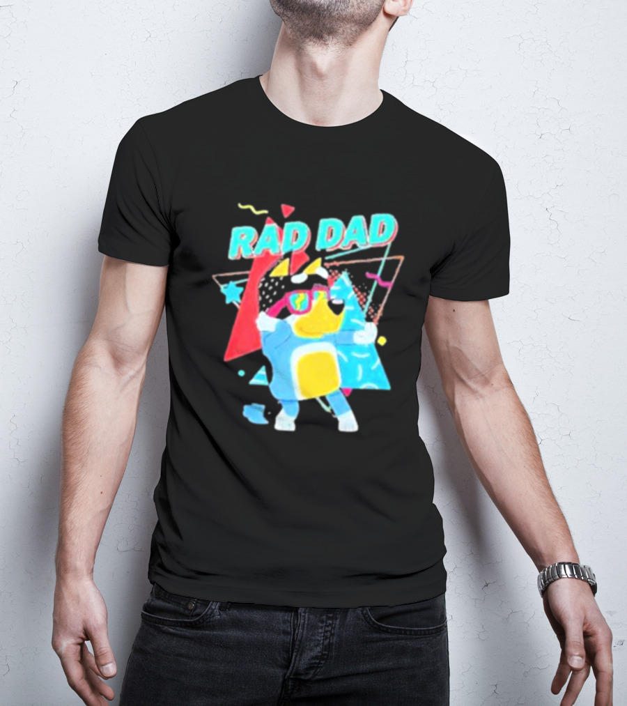 Rad Dad Colorful 80s Style Dog T-Shirt