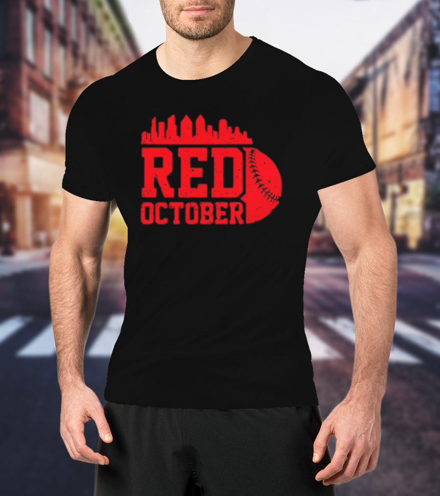 Philly Philadelphia Red October Baseball Skyline T-Shirt