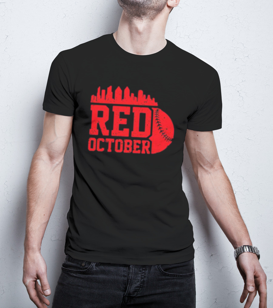 Philly Philadelphia Red October Baseball Skyline T-Shirt