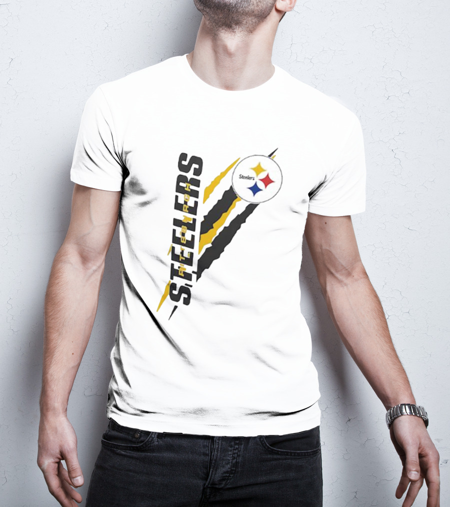 Pittsburgh Steelers Yellow Scratch Emblem T-Shirt