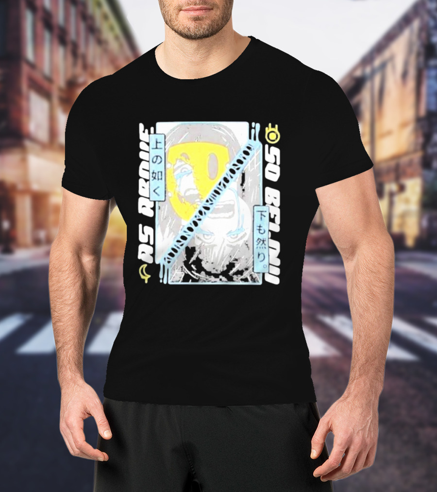 As Above So Below Yellow Mask Dual Face T-Shirt