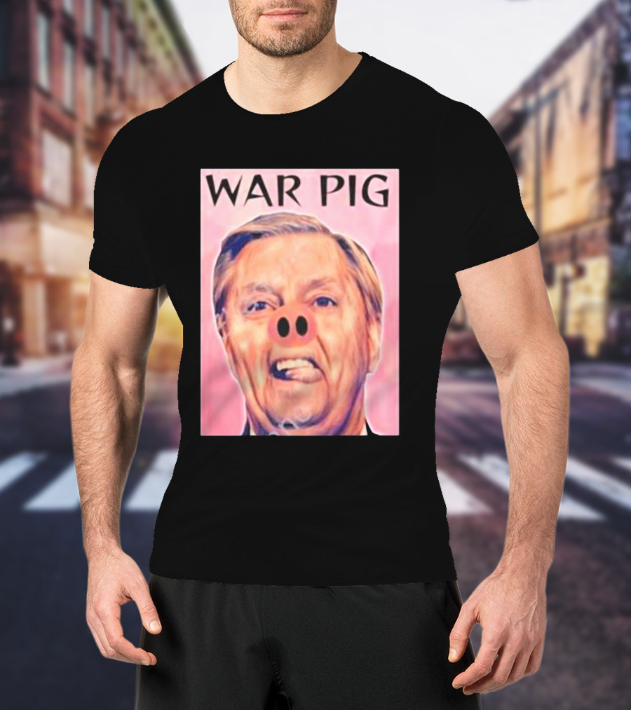 Infinitezeal Lindsey Graham War Pig Pink Nose Image T-Shirt