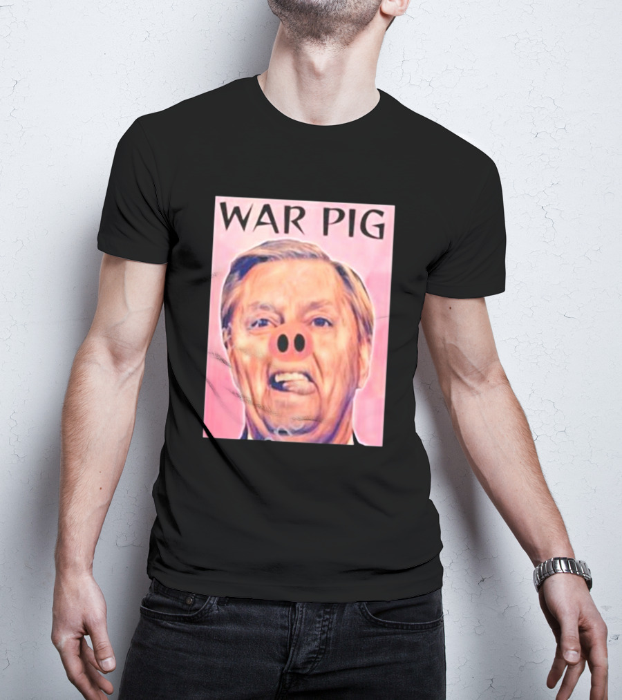 Infinitezeal Lindsey Graham War Pig Pink Nose Image T-Shirt