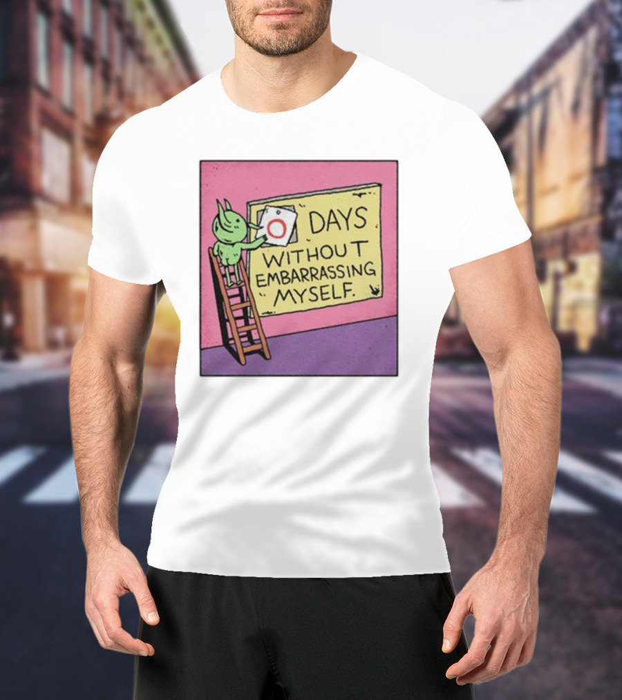 Days Without Embarrassing Myself With Green Character Placing Zero On Ladder T-Shirt