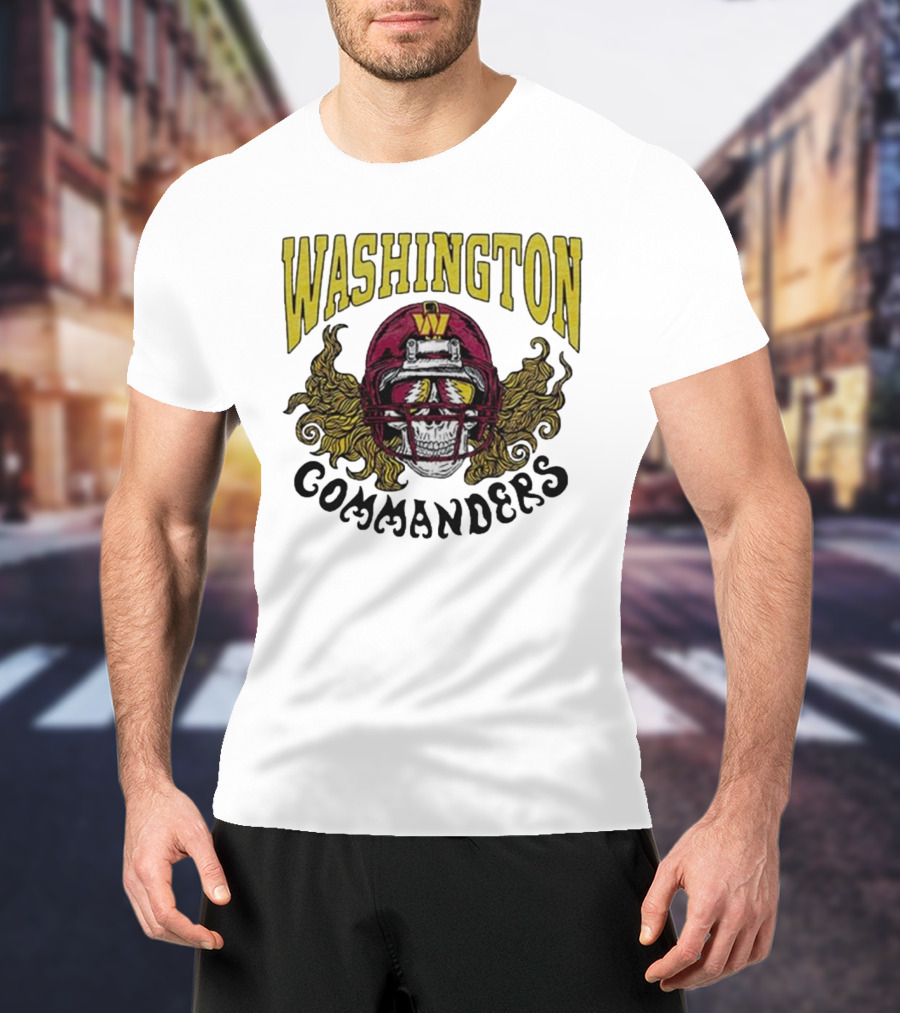 Washington Commanders Grateful Dead NFL Skull Helmet Collaboration T-Shirt