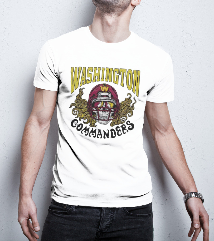 Washington Commanders Grateful Dead NFL Skull Helmet Collaboration T-Shirt