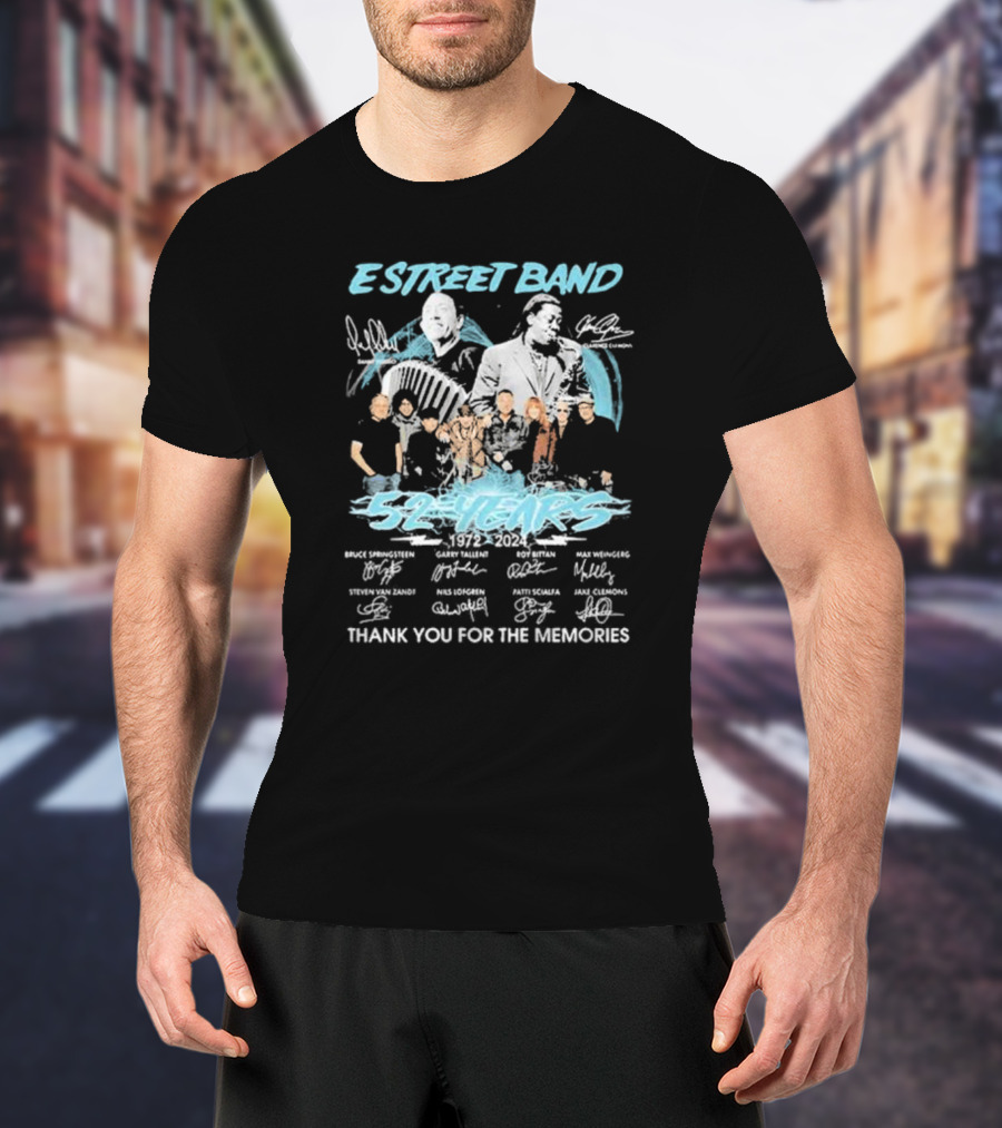 E Street Band Bruce Springsteen 52 Years 1972-2024 Thank You For The Memories T-Shirt