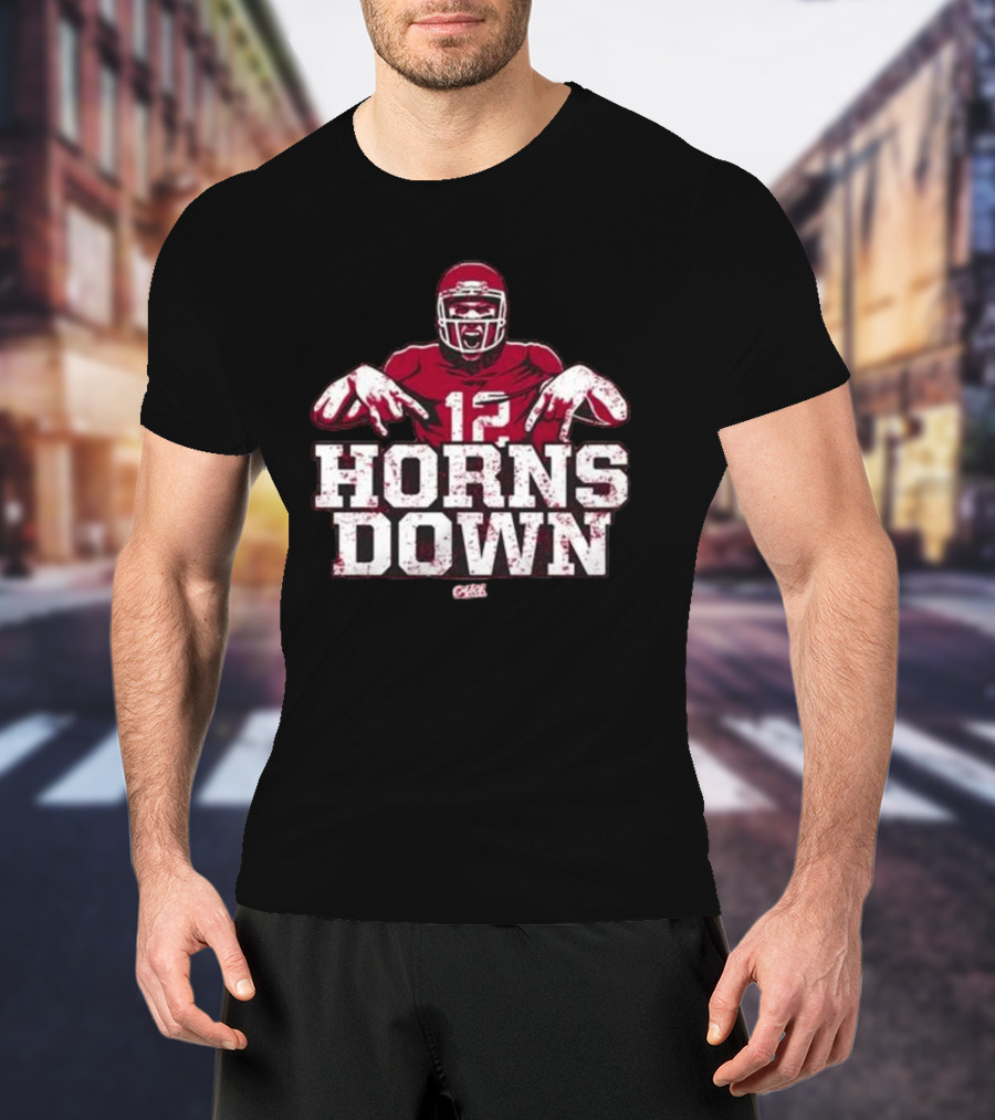 Horns Down 12 Oklahoma College Fans Football Player Gesture T-Shirt