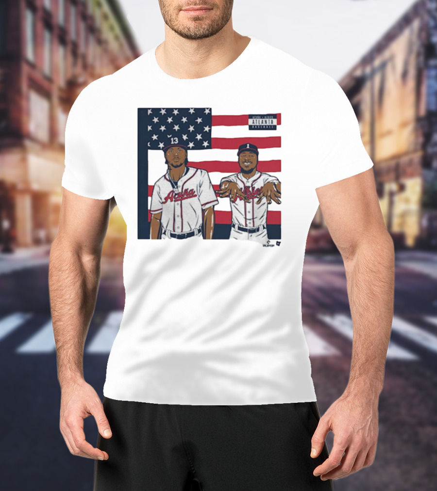 Outkast Stankonia Ronald Acuna Jr Ozzie Albies American Flag Baseball T-Shirt