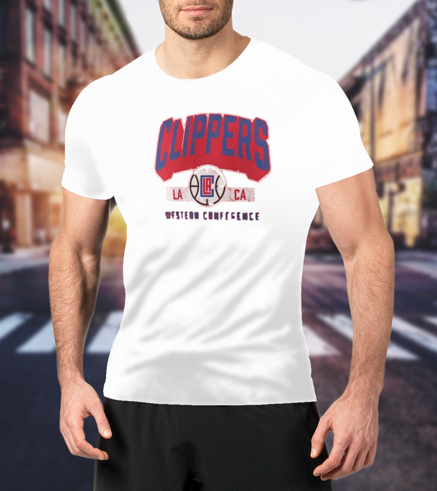 Clippers LA CA Western Conference Front Court Press Snow Wash T-Shirt