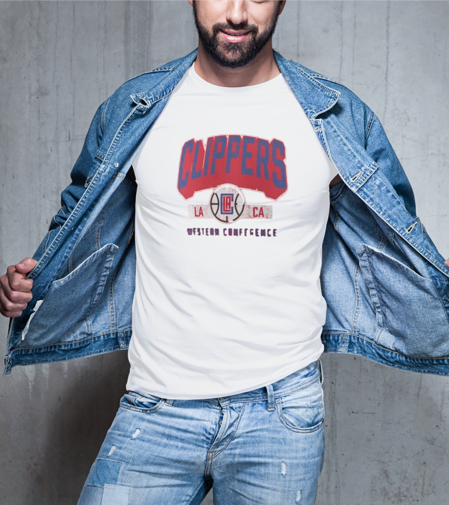 Clippers LA CA Western Conference Front Court Press Snow Wash T-Shirt
