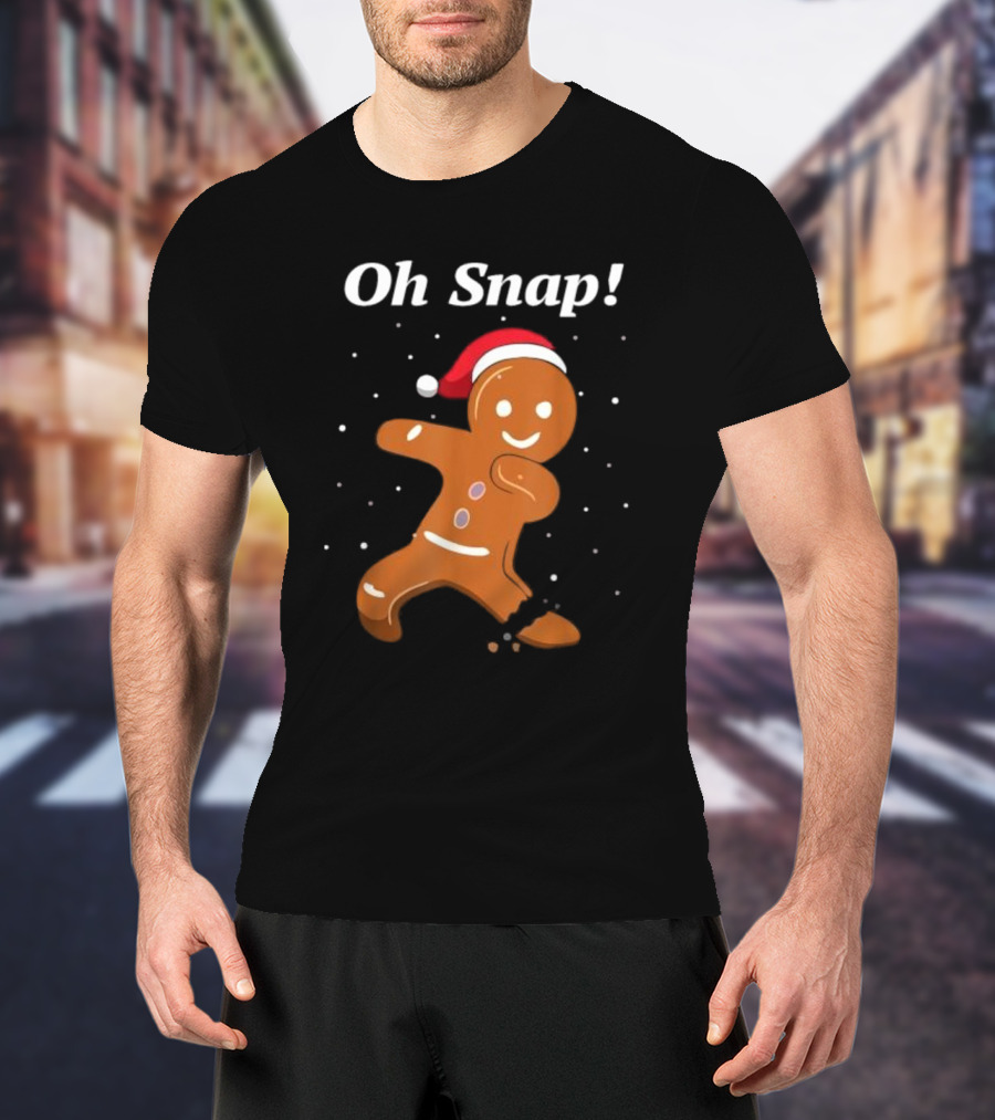 Oh Snap Gingerbread Merry Christmas Cookie Santa Hat T-Shirt