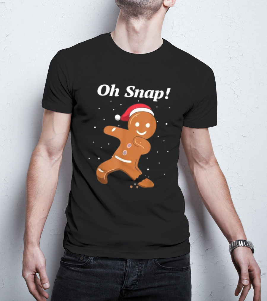 Oh Snap Gingerbread Merry Christmas Cookie Santa Hat T-Shirt